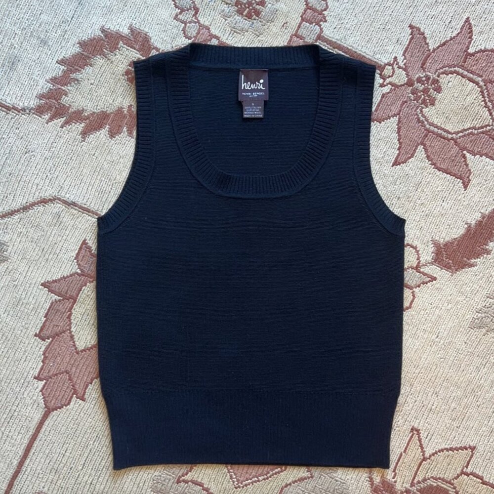Henri Bendel Black Sweater Vest.